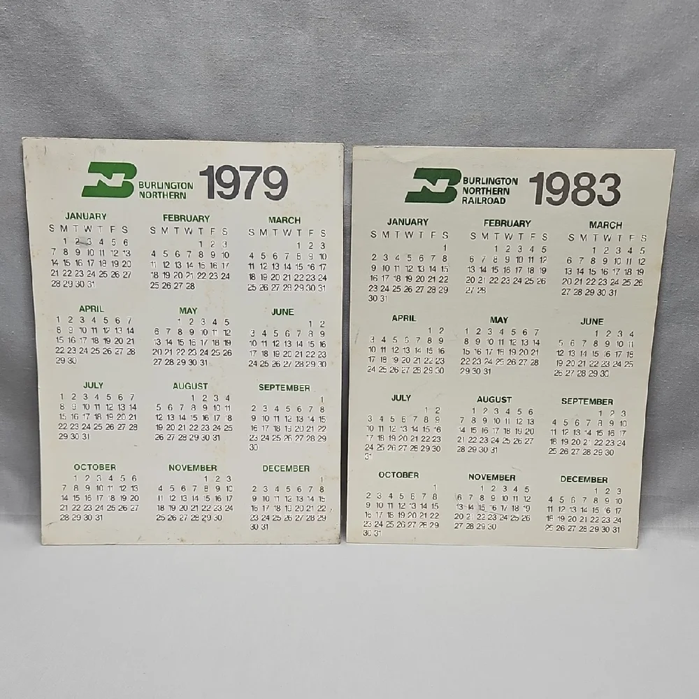 1979 Burlington Northern 1983 Burlington Northern Railroad Calendar